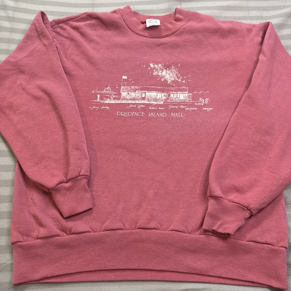 prudence island mall sweatshirt jerzees large made in usa VTG Pink  READ